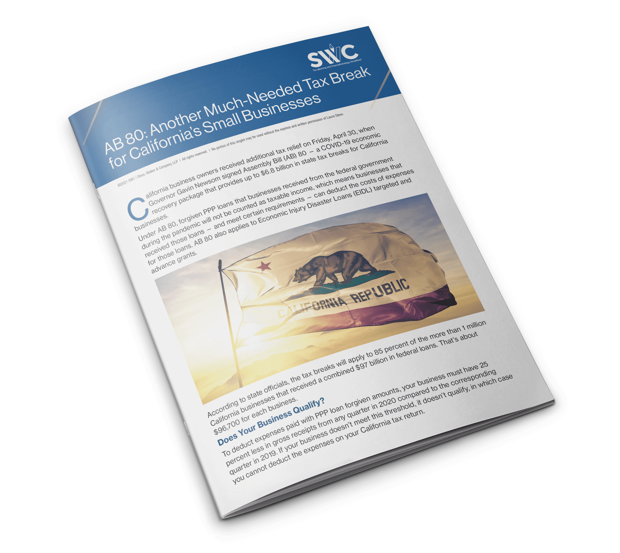 SWC Topic Singlette: AB 80: Another Much-Needed Tax Break for California's Small Businesses