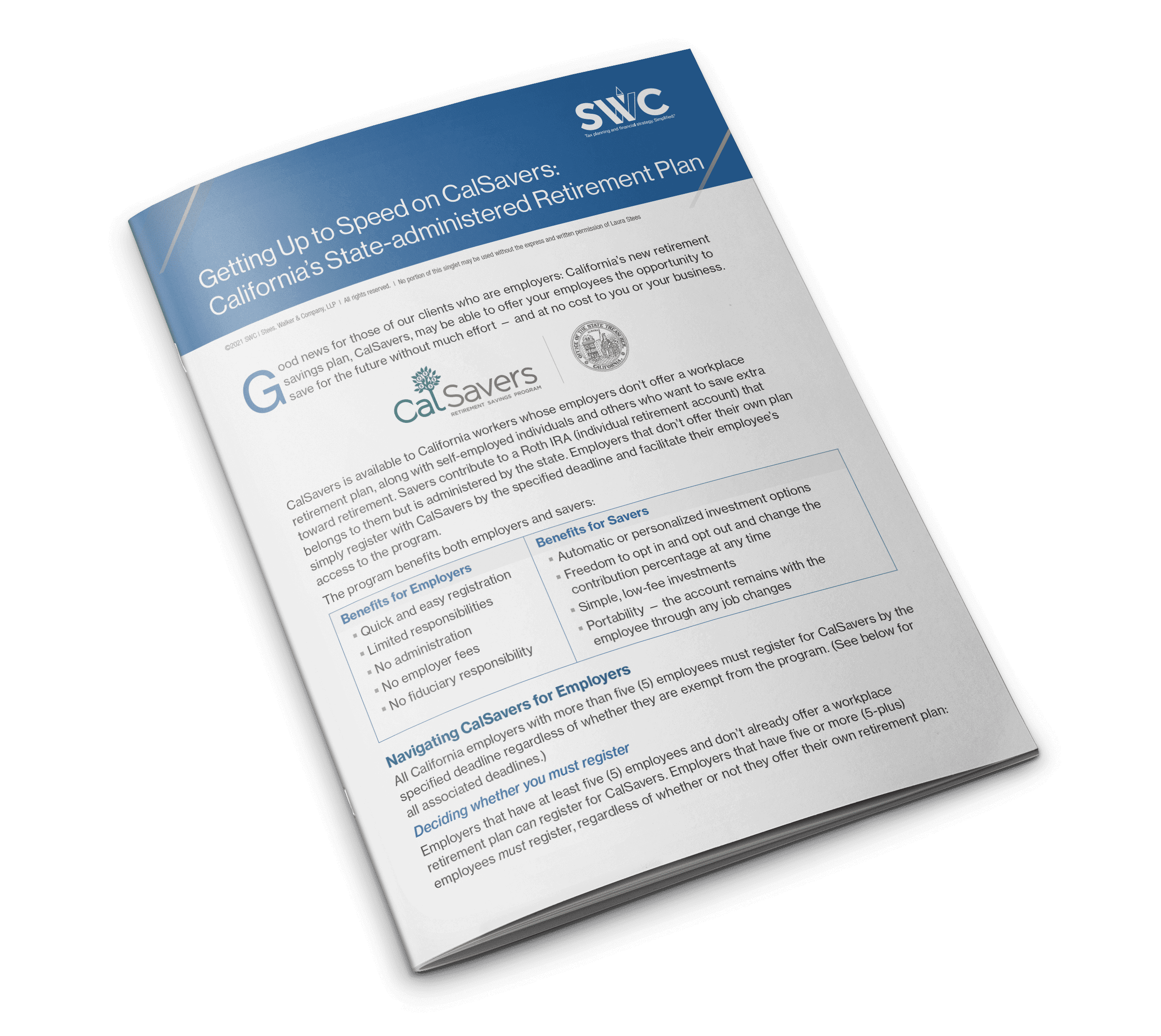 SWC Topic Singlette: Getting Up to Speed on CalSavers: California’s State-administered Retirement Plan