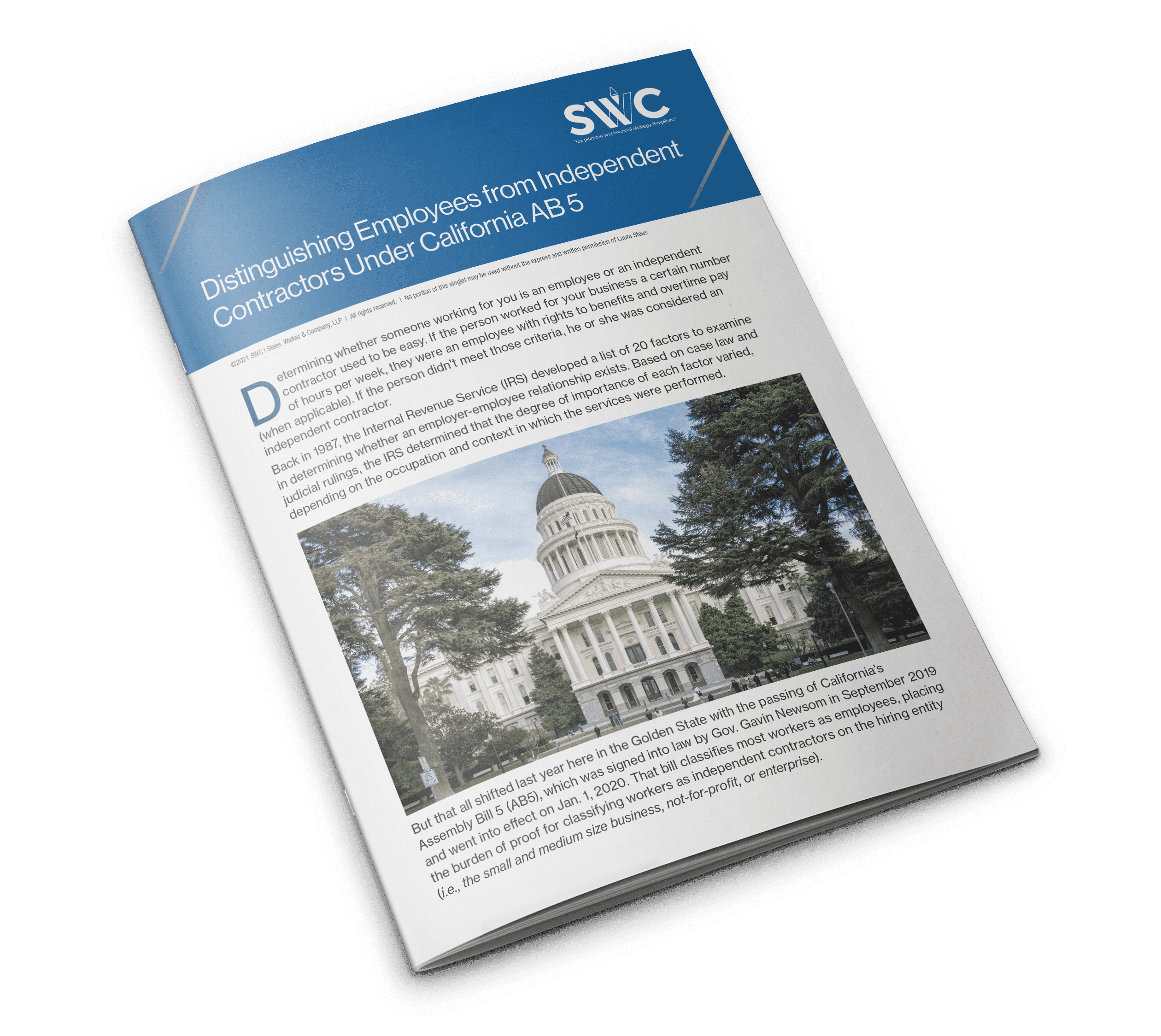 SWC Topic Singlette: Distinguishing Employees from Independent Contractors Under California AB 5